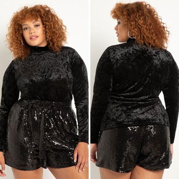 NEW Eloquii Crushed Velvet Mock Neck Top in red,‎ 18/20 - Picture 16 of 16